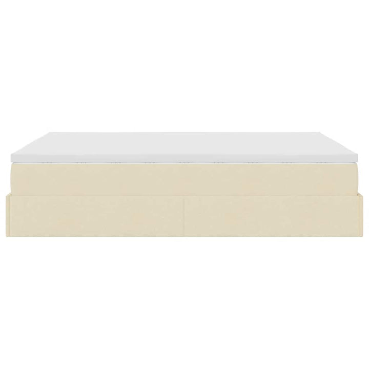osmannisk sengeramme med madras 140x200 cm stof cremefarvet