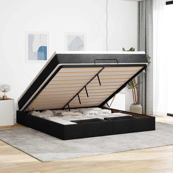 osmannisk sengeramme med madras 160x200 cm stof sort