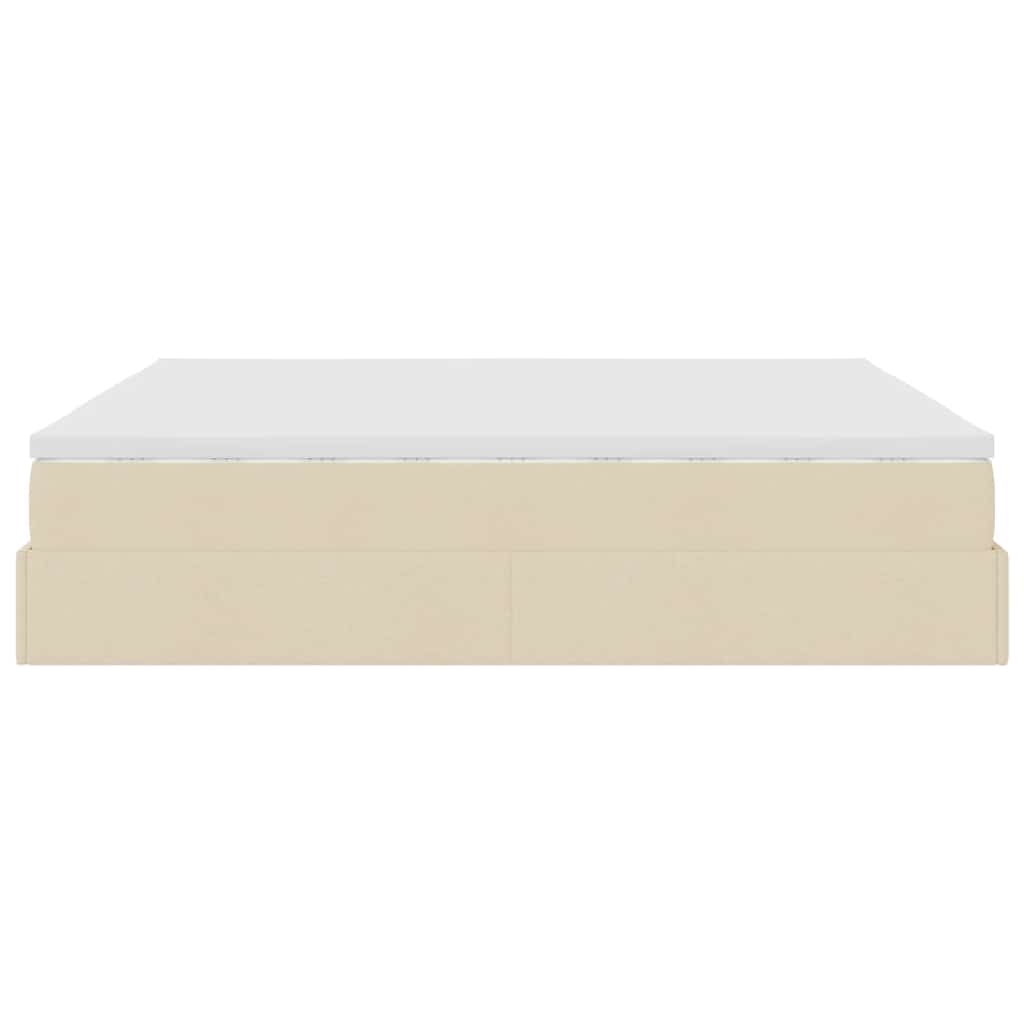 osmannisk sengeramme med madras 160x200 cm stof cremefarvet