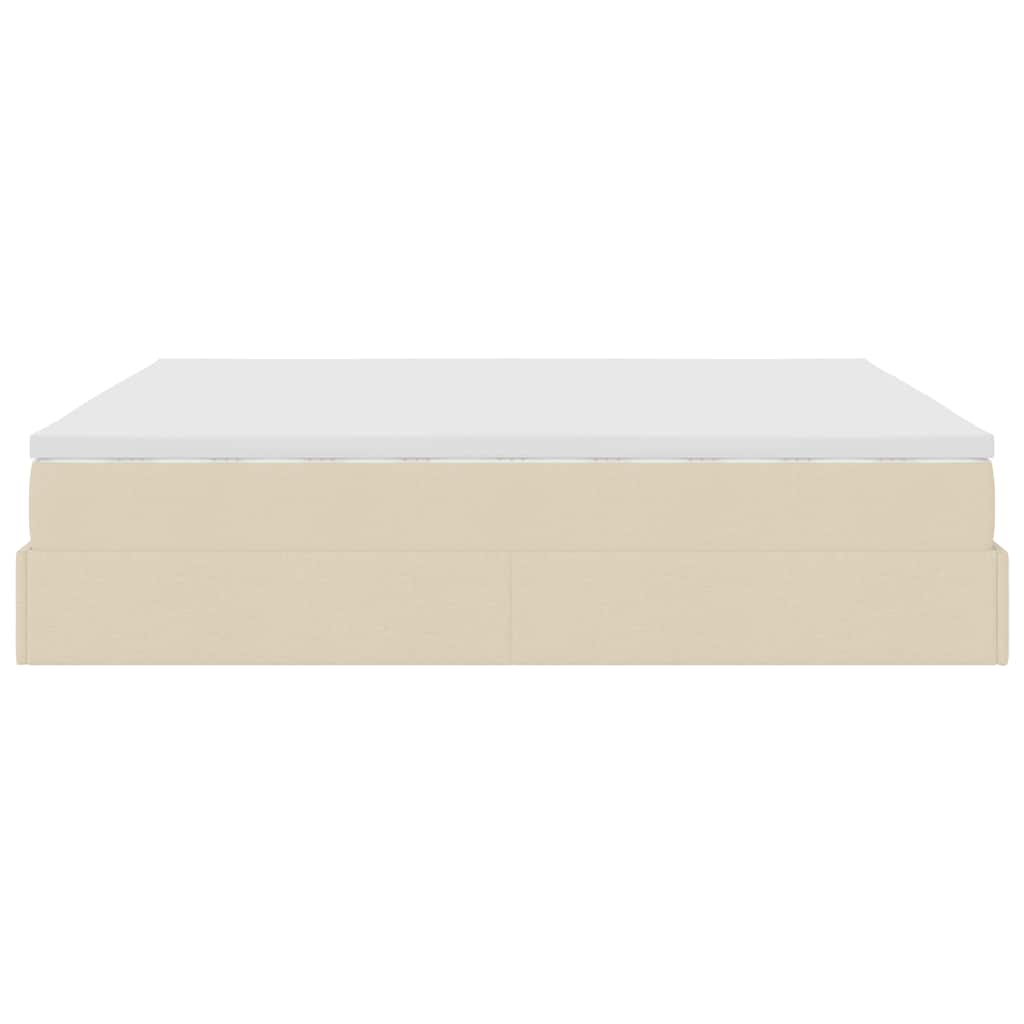 osmannisk sengeramme med madras 180x200 cm stof cremefarvet