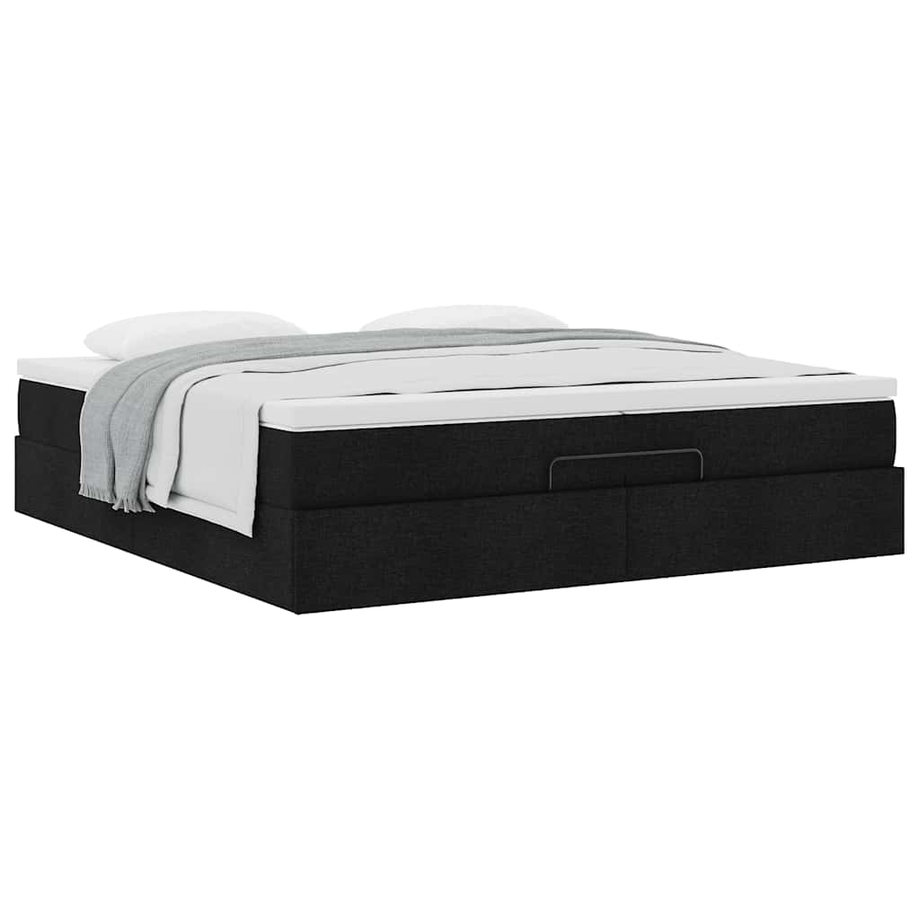 osmannisk sengeramme med madrasser 200x200 cm stof sort