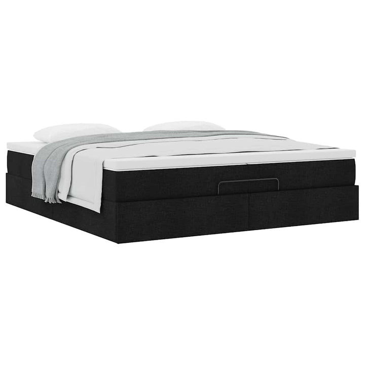 osmannisk sengeramme med madrasser 200x200 cm stof sort