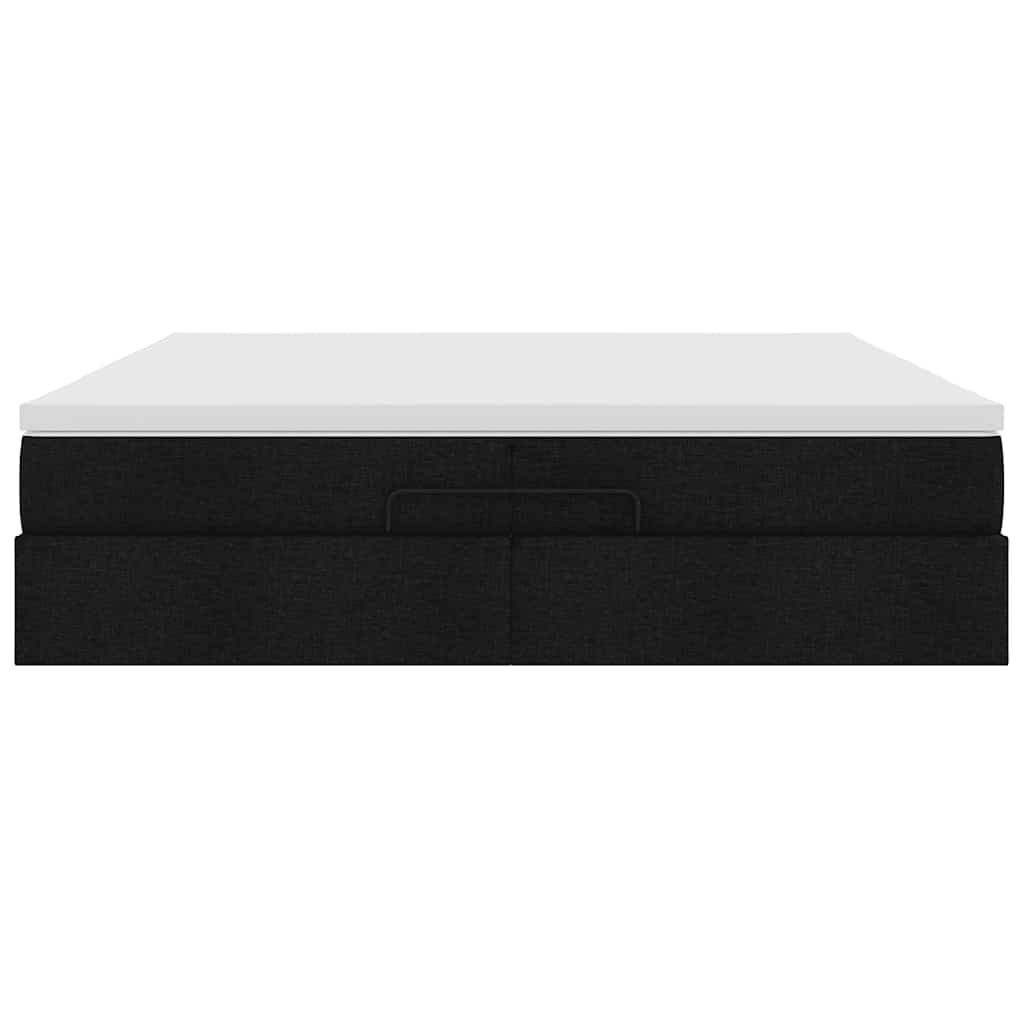 osmannisk sengeramme med madrasser 200x200 cm stof sort