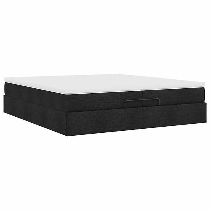 osmannisk sengeramme med madrasser 200x200 cm stof sort