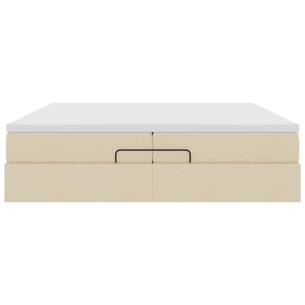 osmannisk sengeramme med madrasser 200x200 cm stof cremefarvet