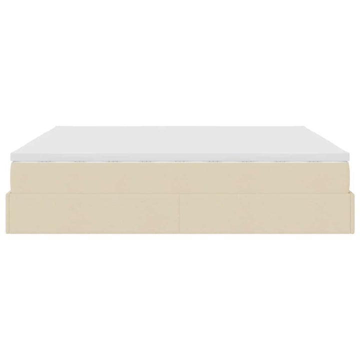 osmannisk sengeramme med madrasser 200x200 cm stof cremefarvet