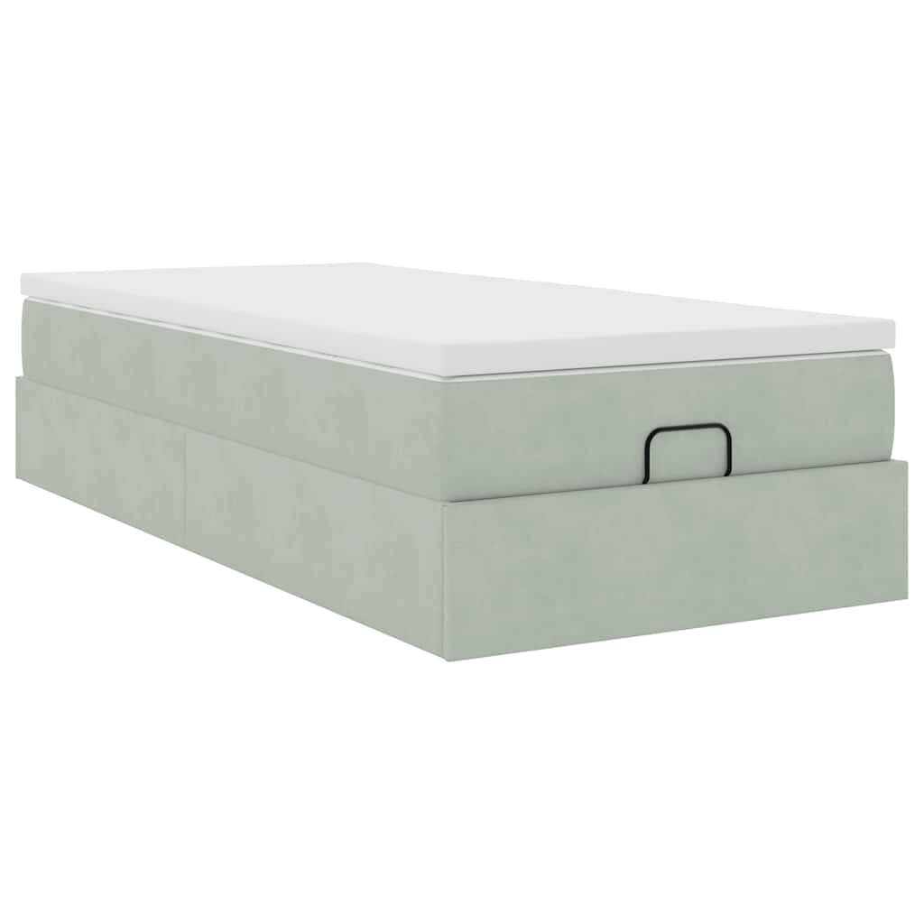 osmannisk sengeramme med madras 80x200 cm fløjl lysegrå