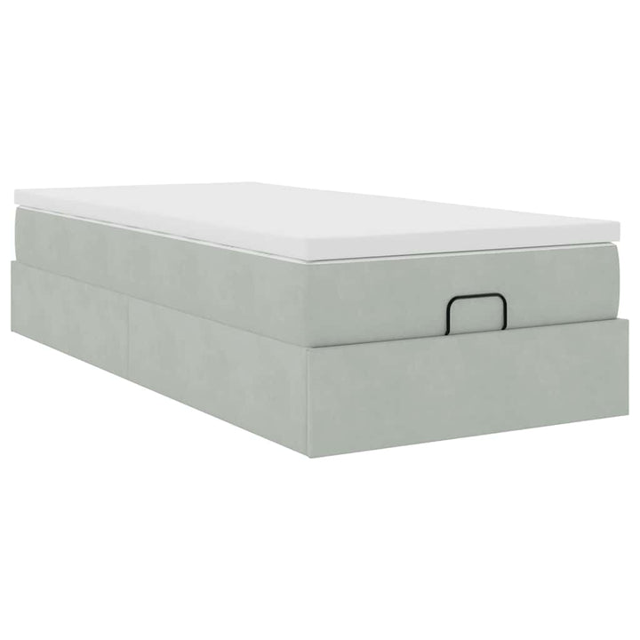 osmannisk sengeramme med madras 80x200 cm fløjl lysegrå