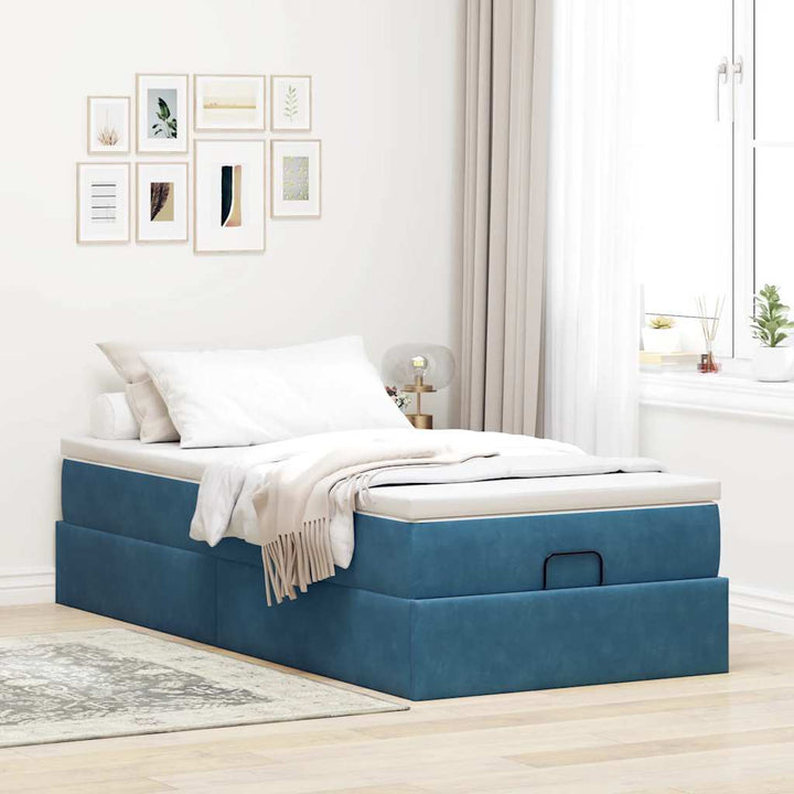 osmannisk sengeramme med madras 80x200 cm fløjl mørkeblå