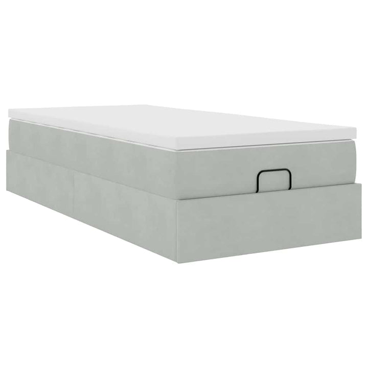 osmannisk sengeramme med madras 90x190 cm fløjl lysegrå