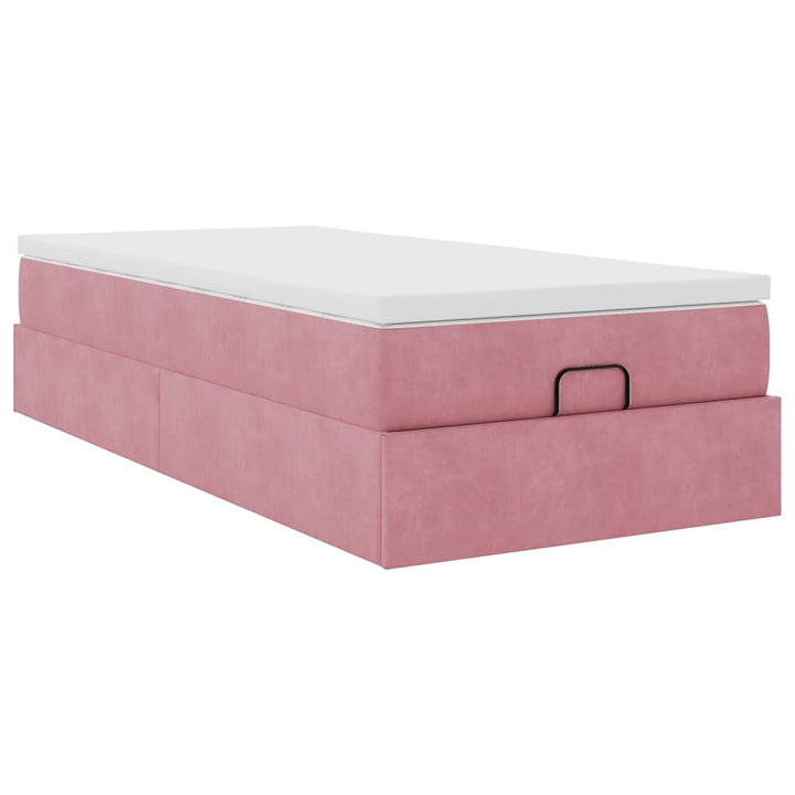 osmannisk sengeramme med madras 90x190 cm fløjl lyserød