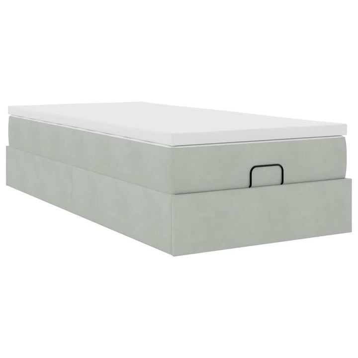 osmannisk sengeramme med madras 90x200 cm fløjl lysegrå