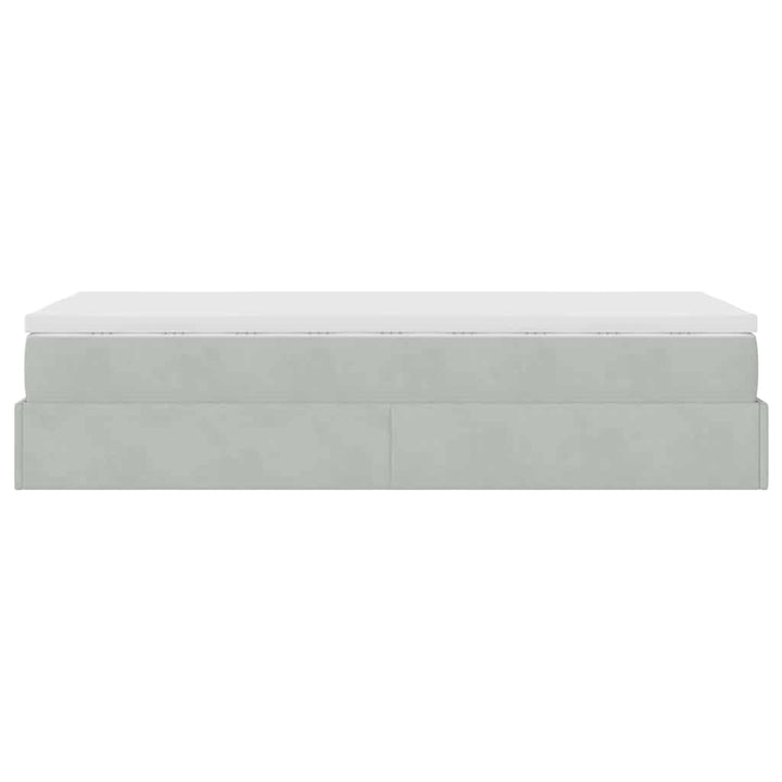 osmannisk sengeramme med madras 90x200 cm fløjl lysegrå