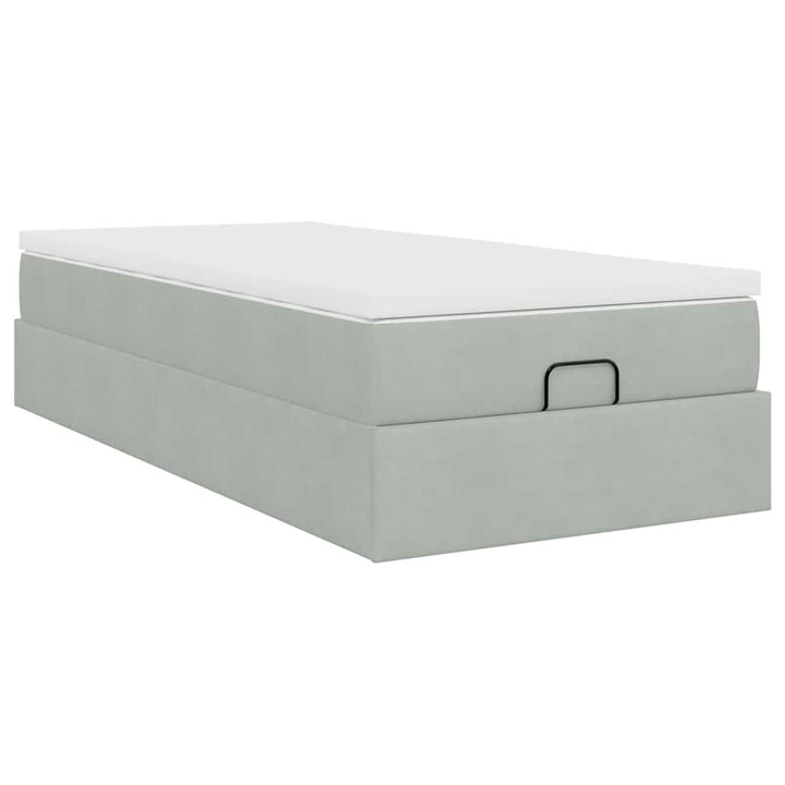 osmannisk sengeramme med madras 90x200 cm fløjl lysegrå
