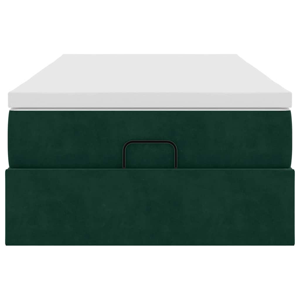 osmannisk sengeramme med madras 90x200 cm fløjl mørkegrøn