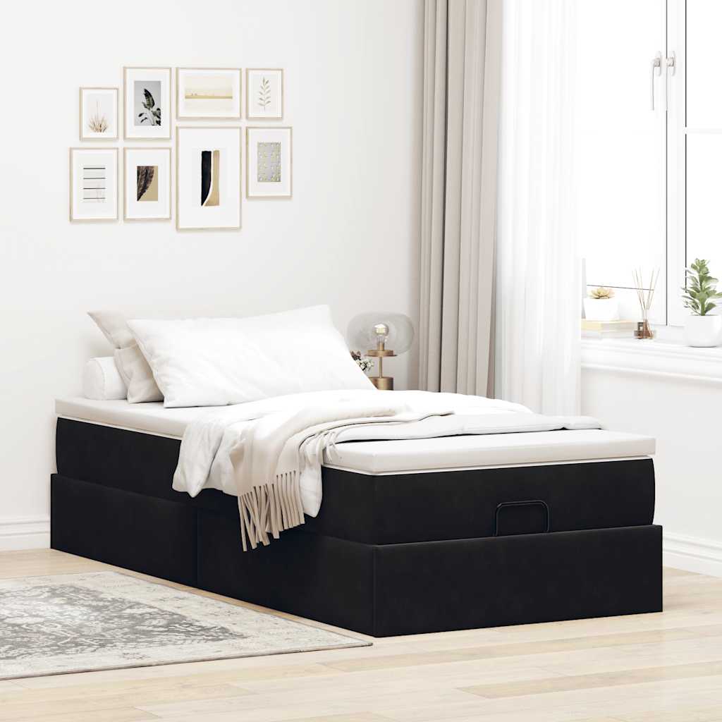osmannisk sengeramme med madras 100x200 cm fløjl sort