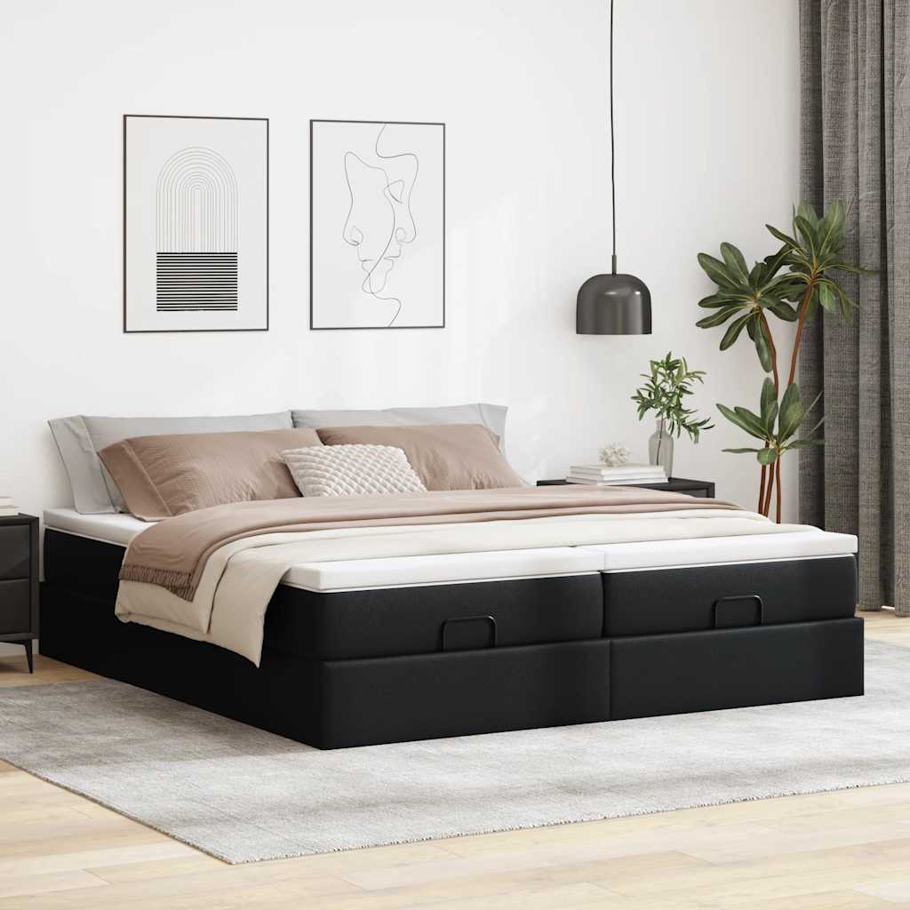 osmannisk sengeramme med madrasser 160x200 cm kunstlæder sort