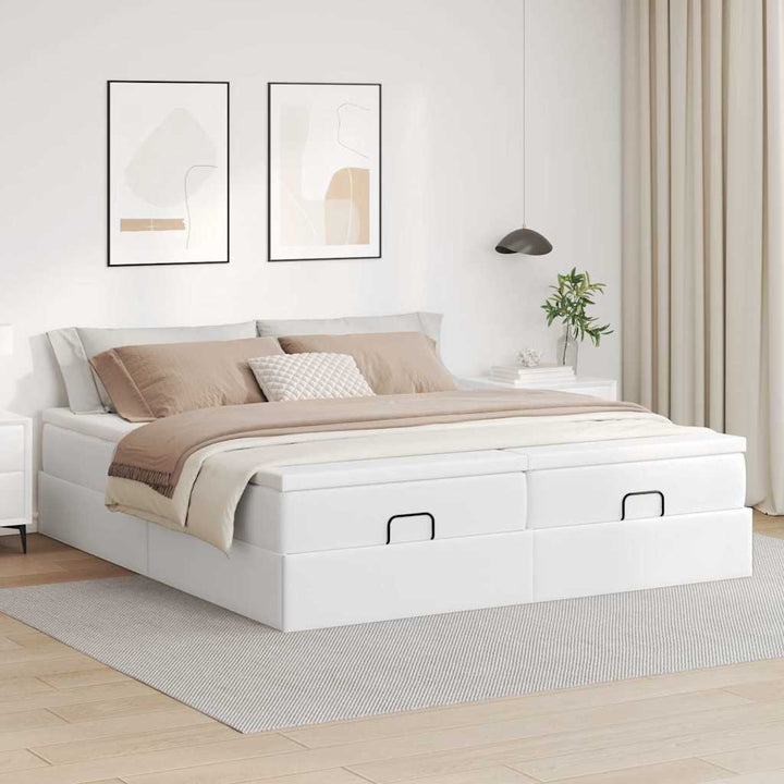 osmannisk sengeramme med madrasser 160x200 cm kunstlæder hvid