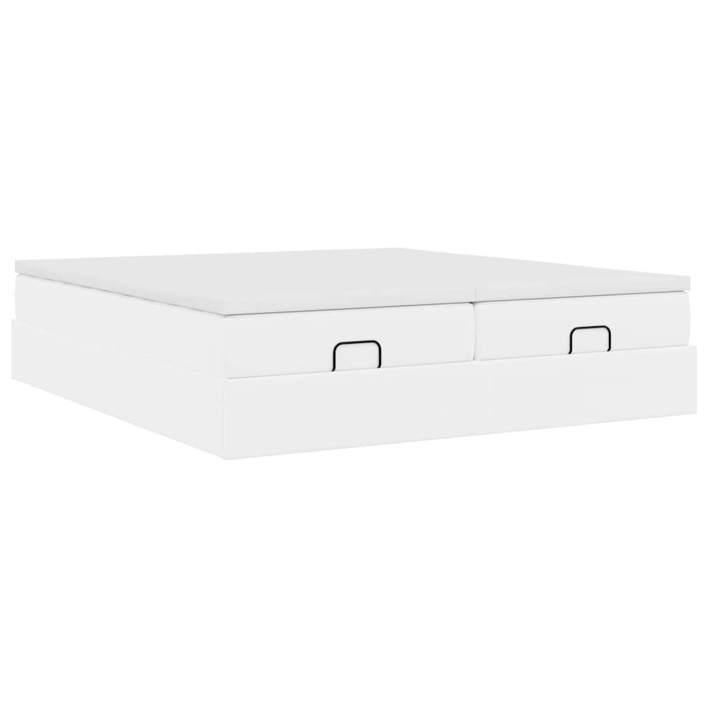 osmannisk sengeramme med madrasser 160x200 cm kunstlæder hvid