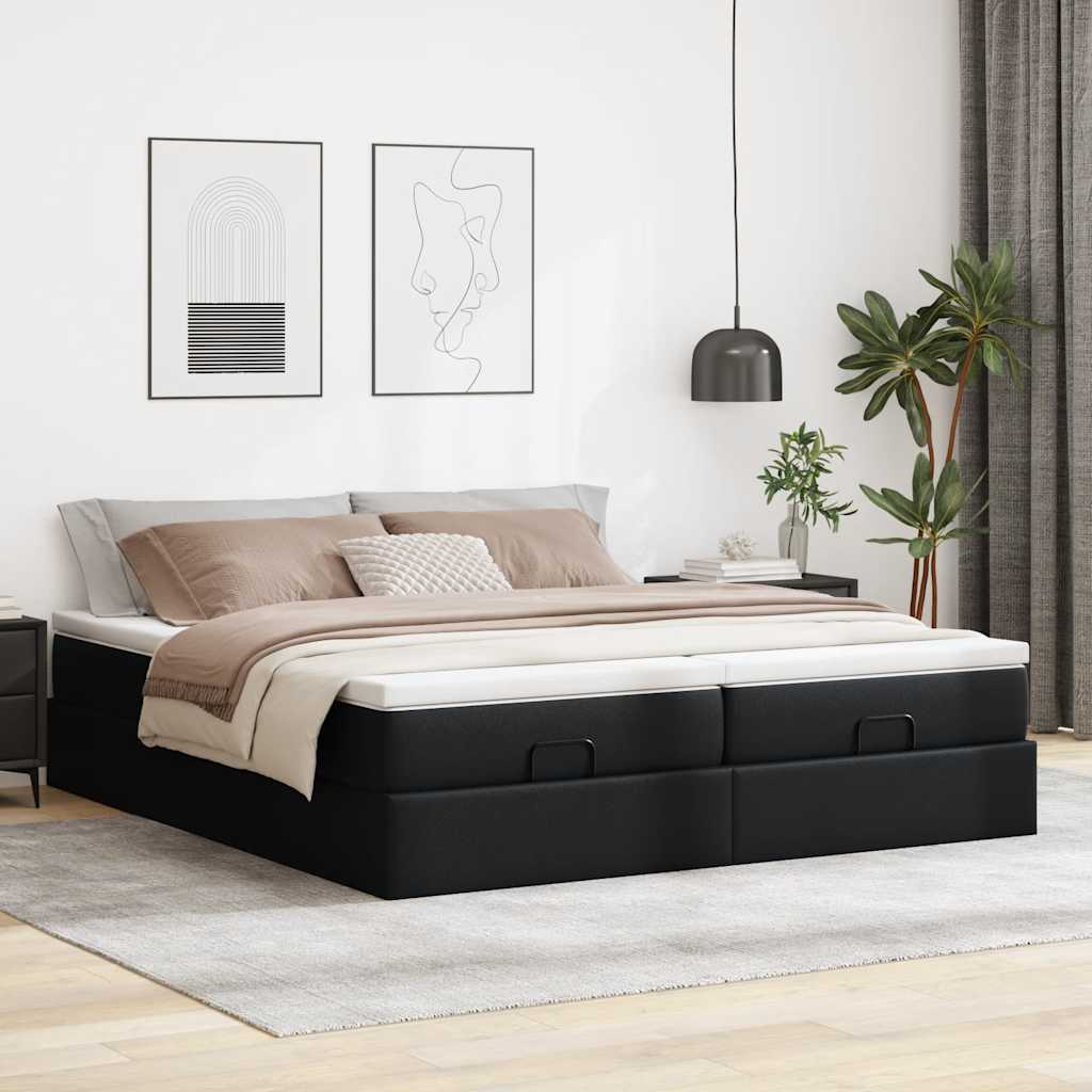 osmannisk sengeramme med madrasser 180x200 cm kunstlæder sort