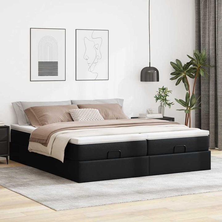 osmannisk sengeramme med madrasser 180x200 cm kunstlæder sort