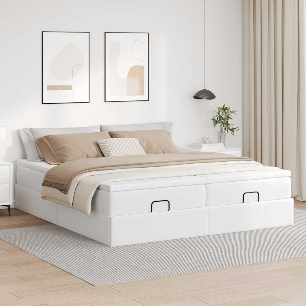 osmannisk sengeramme med madrasser 180x200 cm kunstlæder hvid