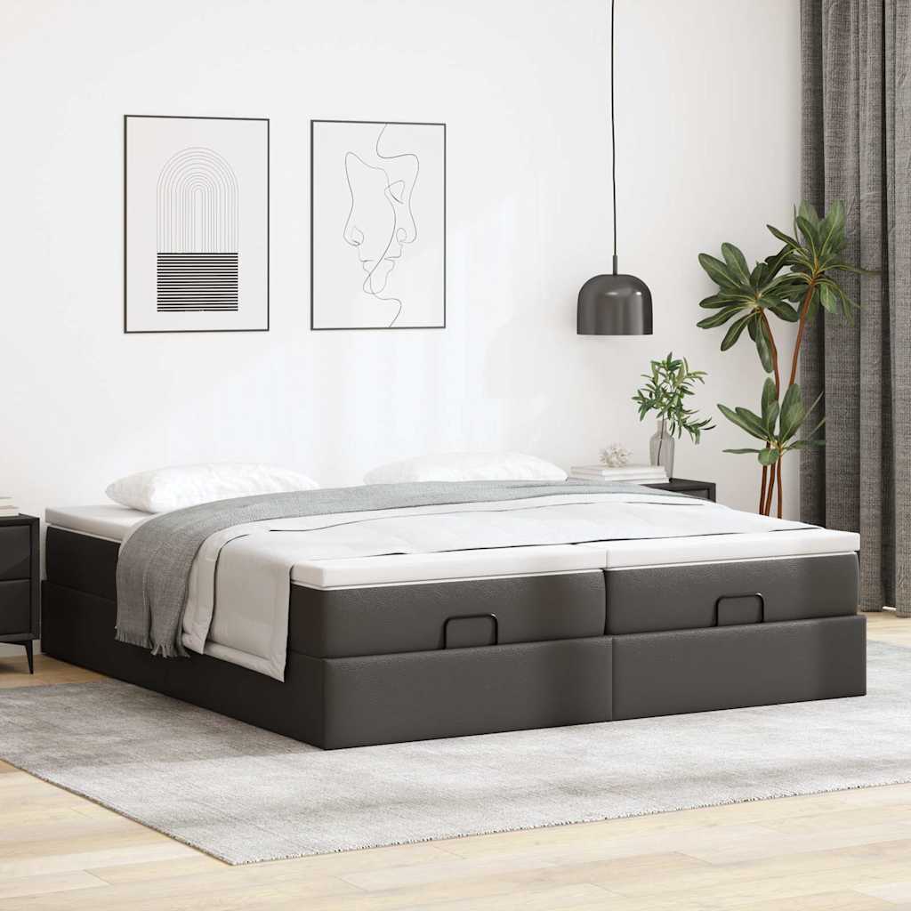 osmannisk sengeramme med madrasser 200x200 cm kunstlæder sort