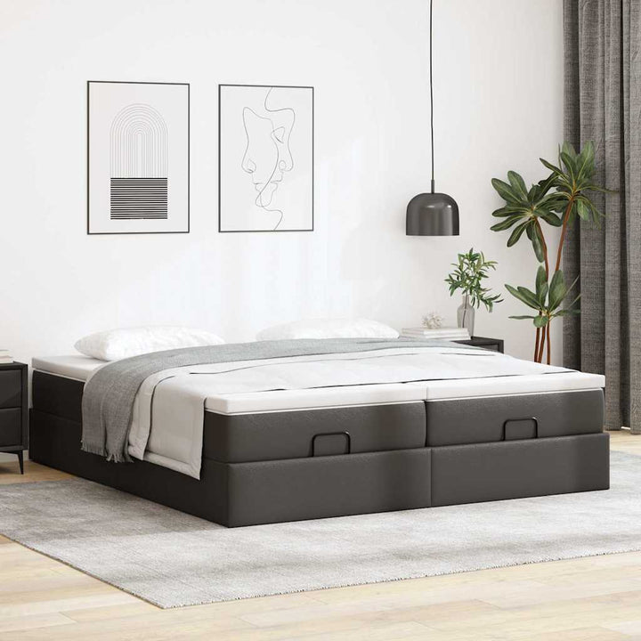 osmannisk sengeramme med madrasser 200x200 cm kunstlæder sort