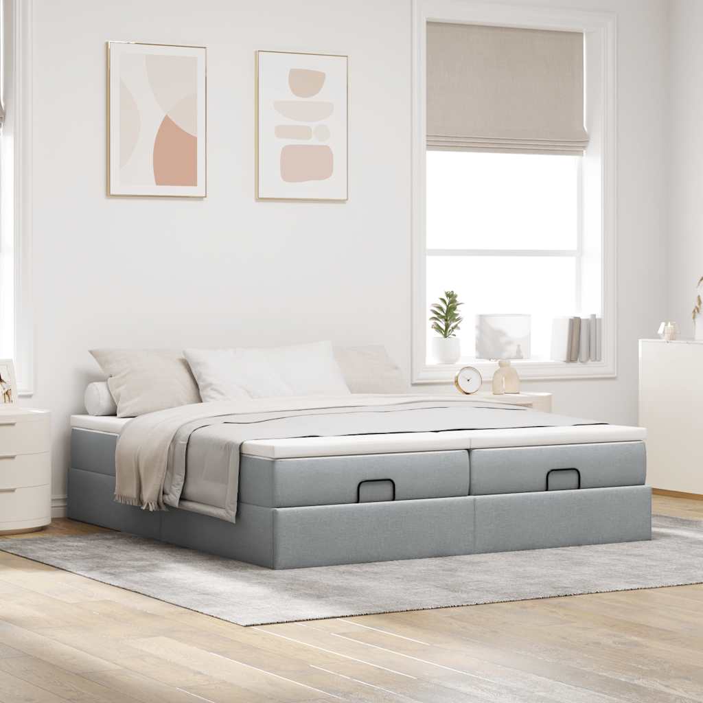 osmannisk sengeramme med madrasser 160x200 cm stof lysegrå