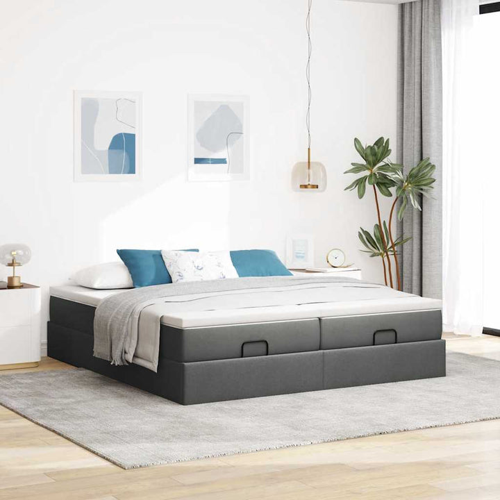 osmannisk sengeramme med madrasser 160x200 cm stof mørkegrå