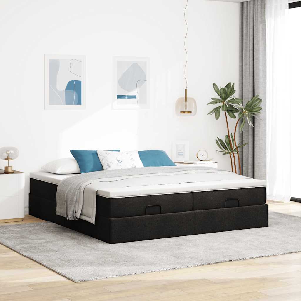 osmannisk sengeramme med madrasser 160x200 cm stof sort