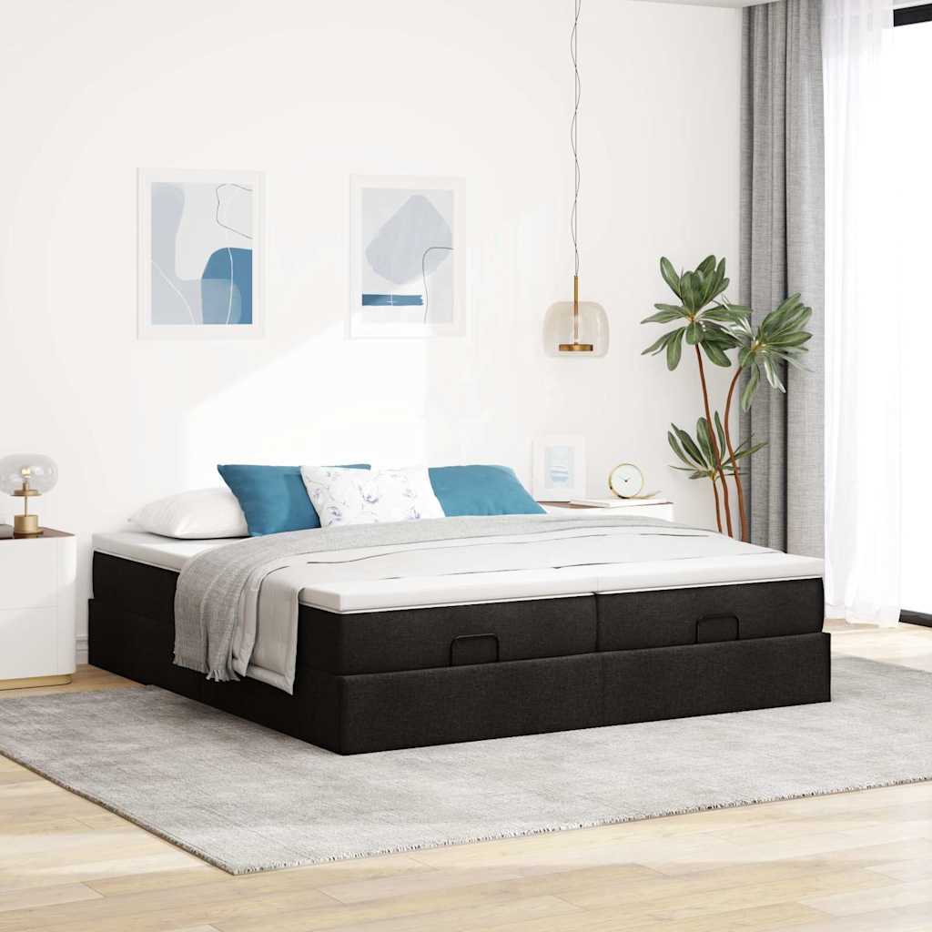 osmannisk sengeramme med madrasser 160x200 cm stof sort