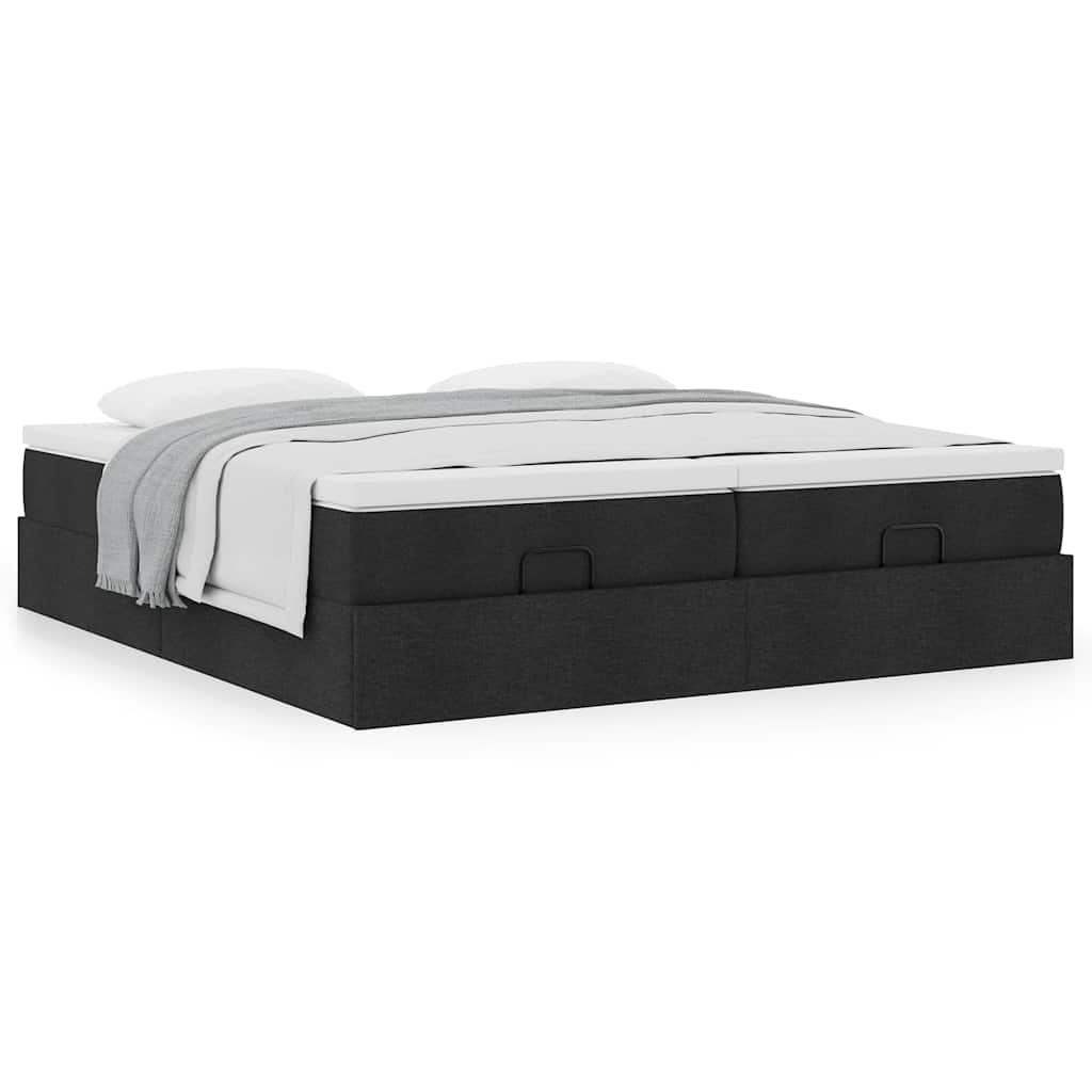osmannisk sengeramme med madrasser 160x200 cm stof sort
