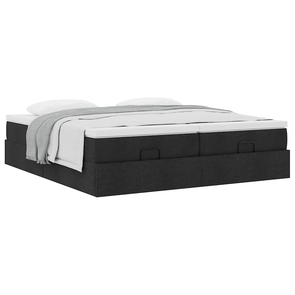 osmannisk sengeramme med madrasser 160x200 cm stof sort