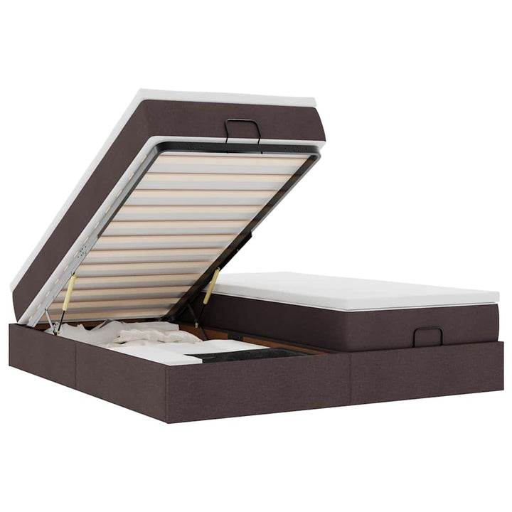 osmannisk sengeramme med madrasser 160x200 cm stof mørkebrun