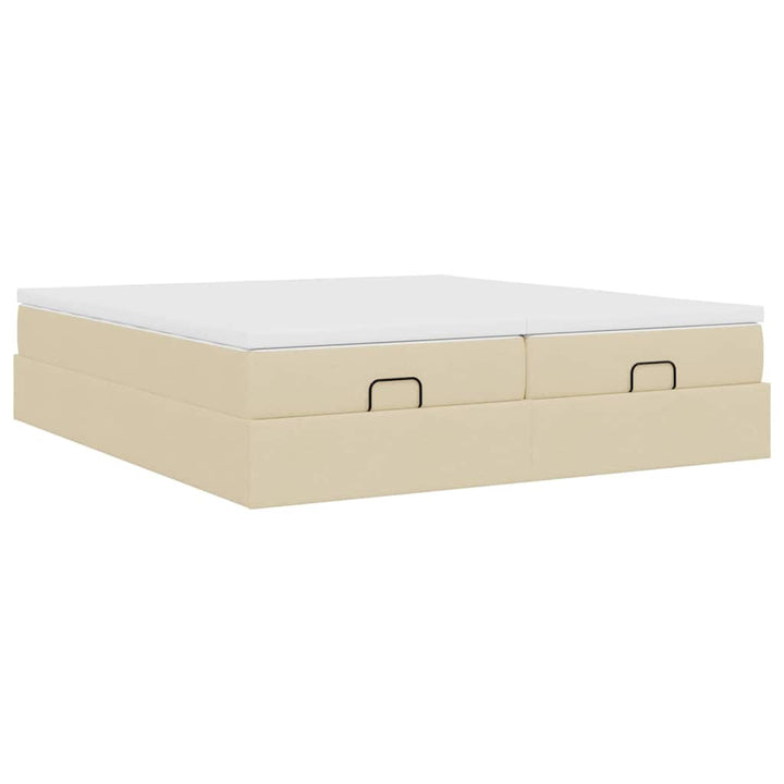 osmannisk sengeramme med madrasser 160x200 cm stof cremefarvet
