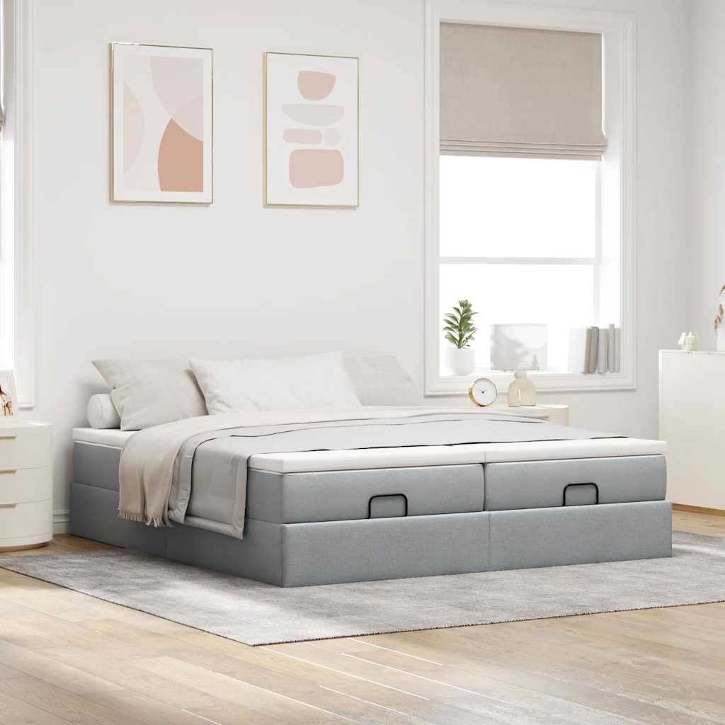 osmannisk sengeramme med madrasser 180x200 cm stof lysegrå