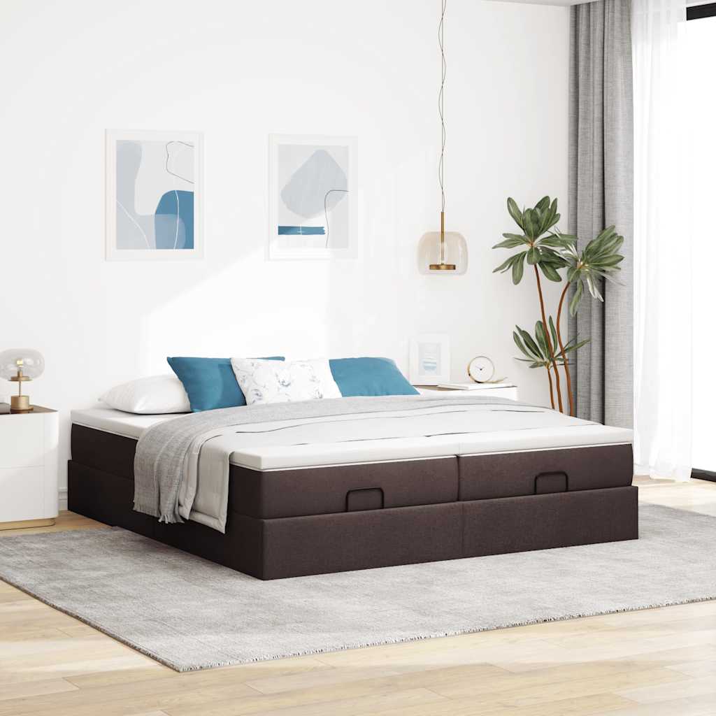 osmannisk sengeramme med madrasser 180x200 cm stof mørkebrun