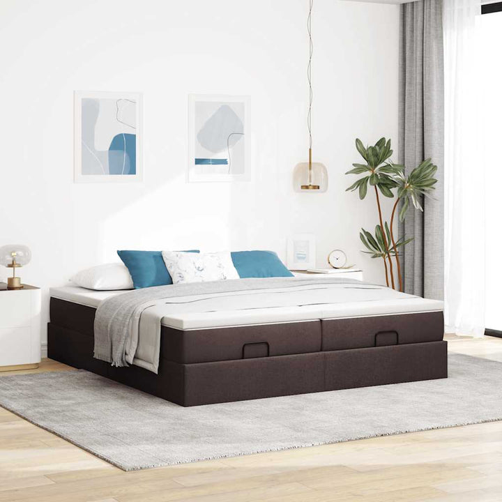 osmannisk sengeramme med madrasser 180x200 cm stof mørkebrun
