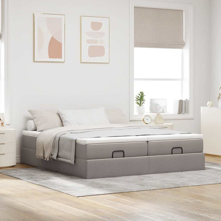 osmannisk sengeramme med madrasser 180x200 cm stof gråbrun