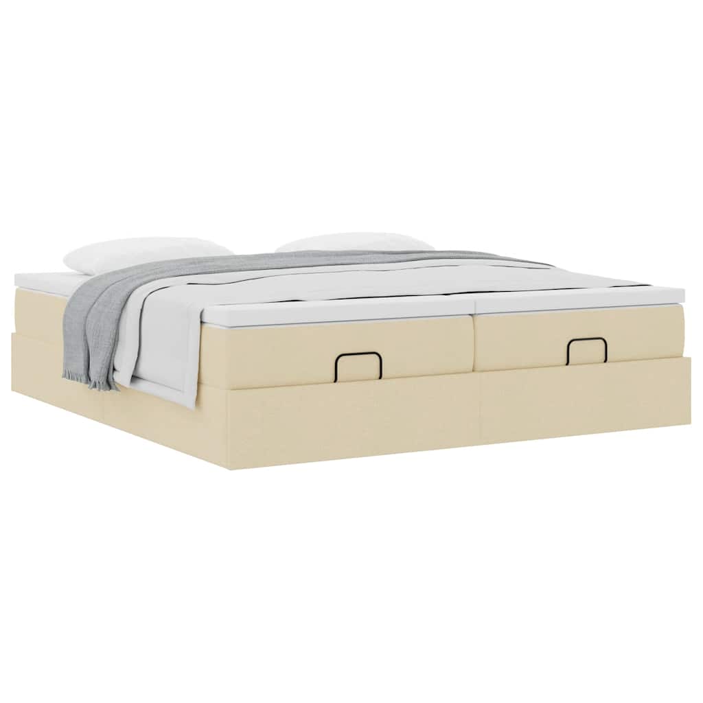 osmannisk sengeramme med madrasser 180x200 cm stof cremefarvet