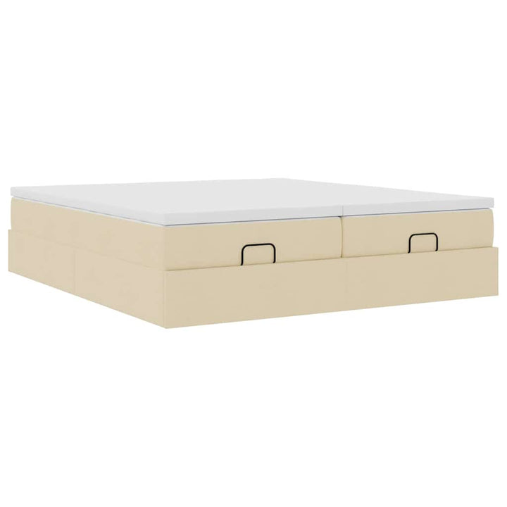 osmannisk sengeramme med madrasser 180x200 cm stof cremefarvet