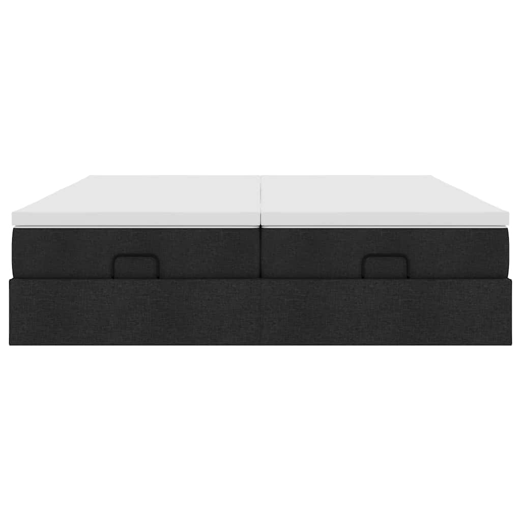 osmannisk sengeramme med madrasser 200x200 cm stof sort
