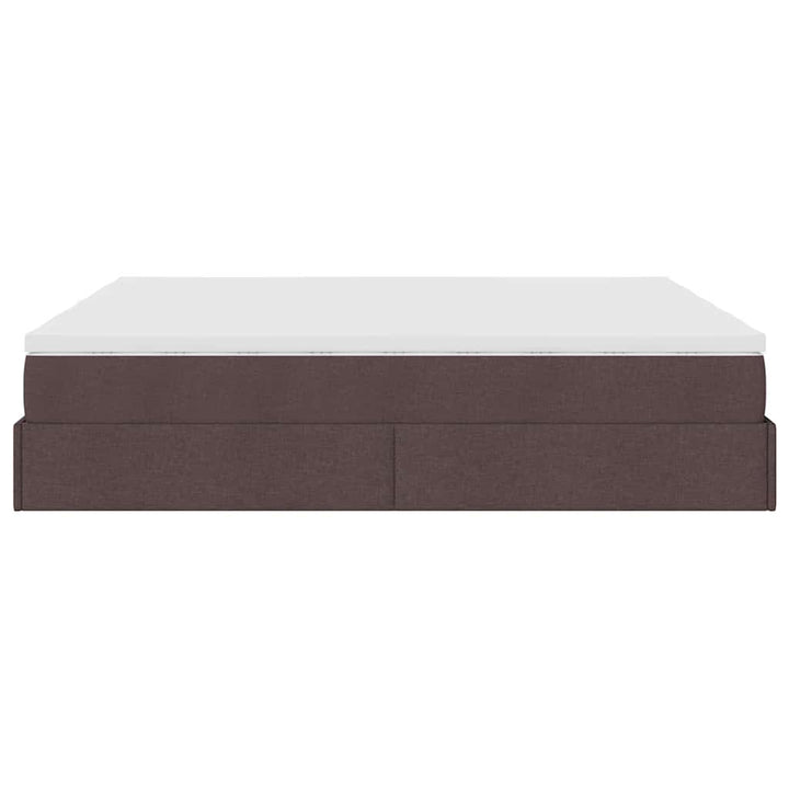 osmannisk sengeramme med madrasser 200x200 cm stof mørkebrun