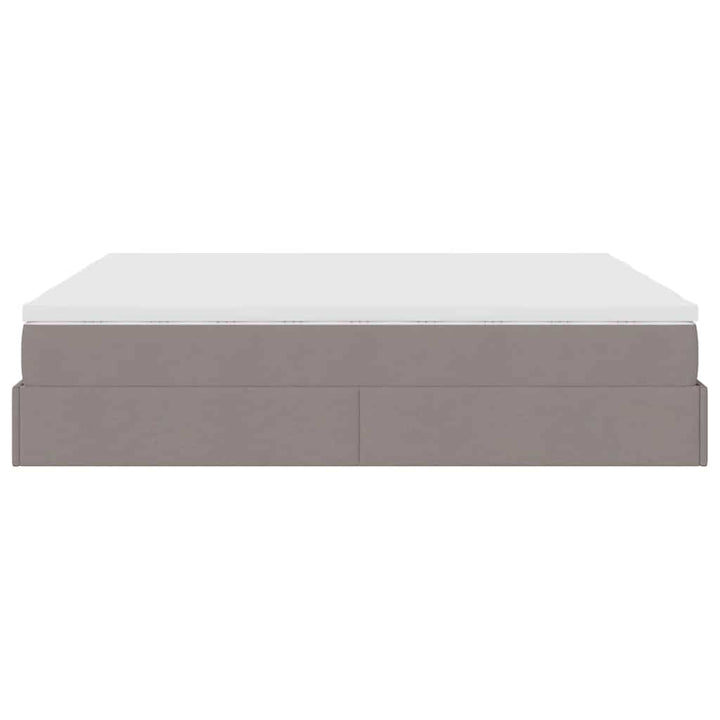 osmannisk sengeramme med madrasser 200x200 cm stof gråbrun