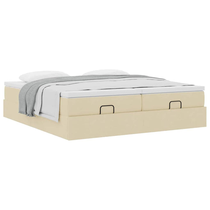 osmannisk sengeramme med madrasser 200x200 cm stof cremefarvet