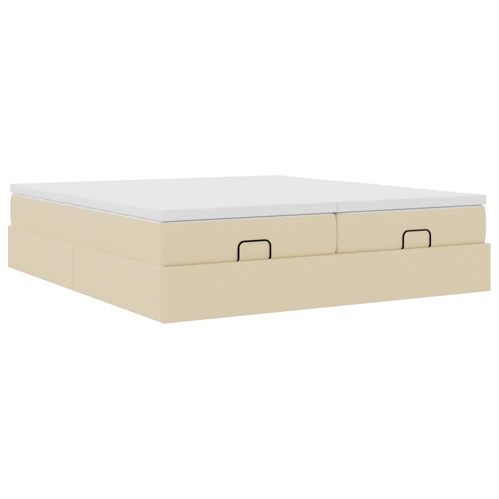 osmannisk sengeramme med madrasser 200x200 cm stof cremefarvet