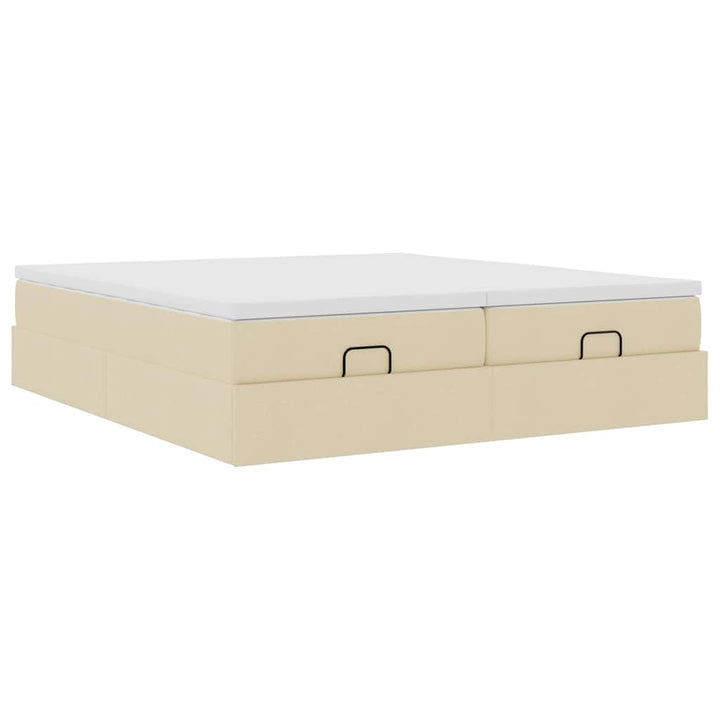 osmannisk sengeramme med madrasser 200x200 cm stof cremefarvet