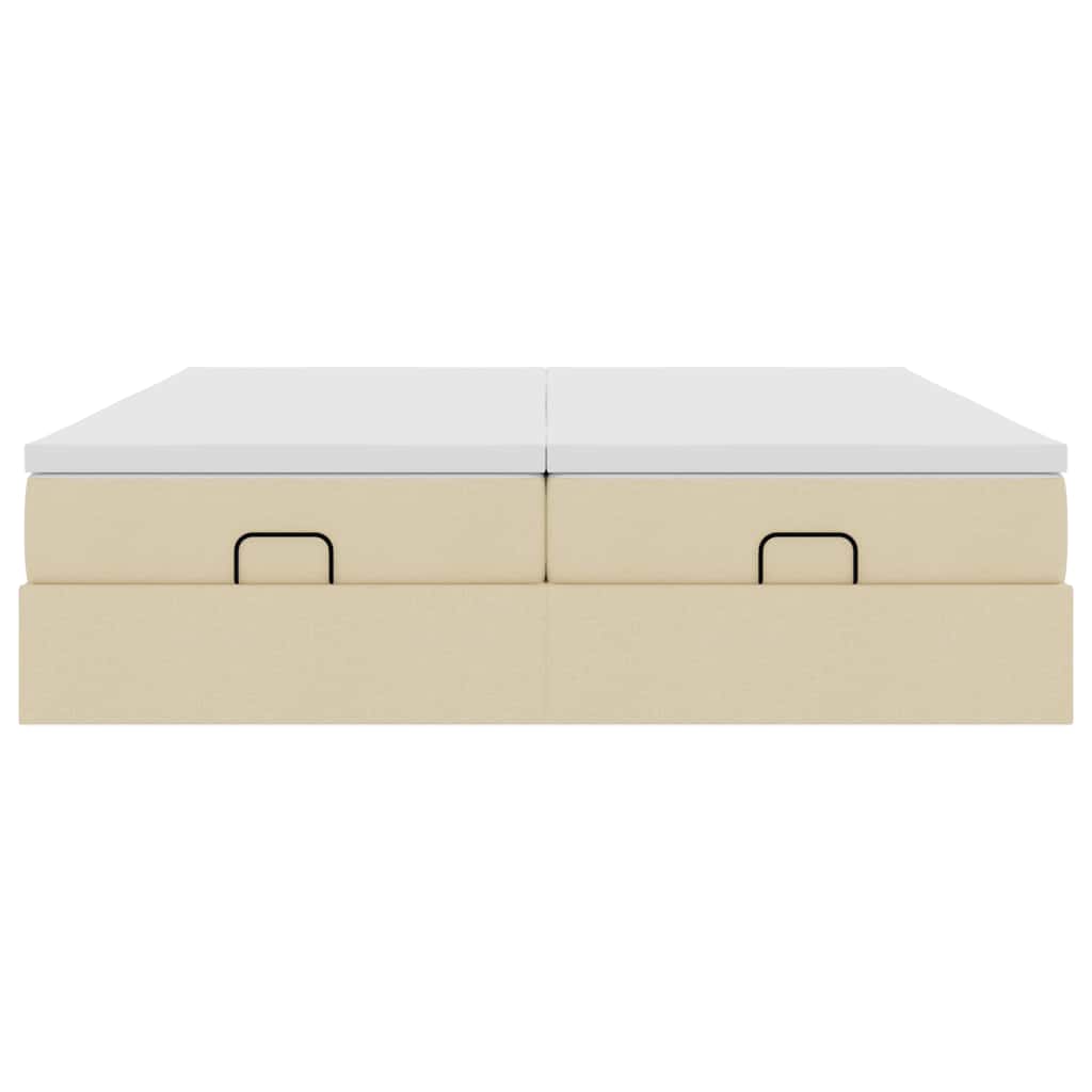 osmannisk sengeramme med madrasser 200x200 cm stof cremefarvet