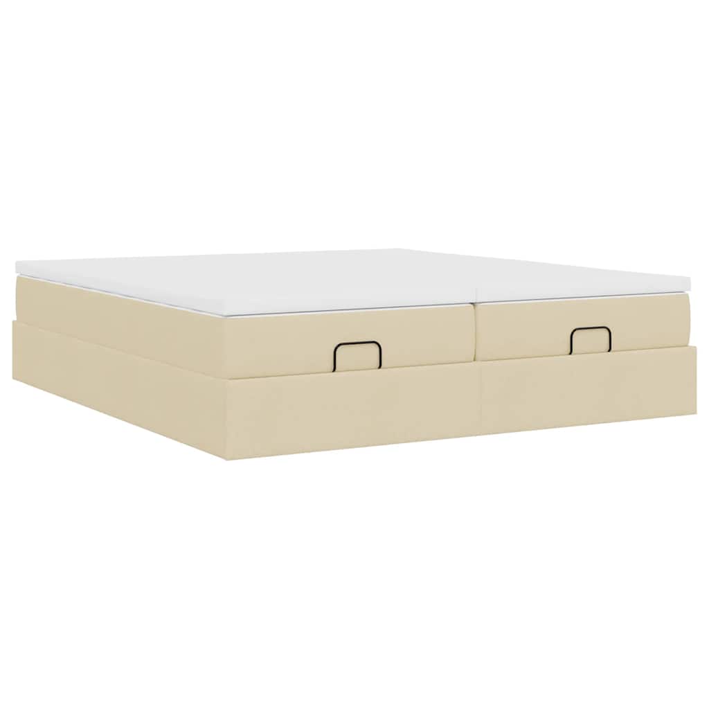 osmannisk sengeramme med madrasser 200x200 cm stof cremefarvet